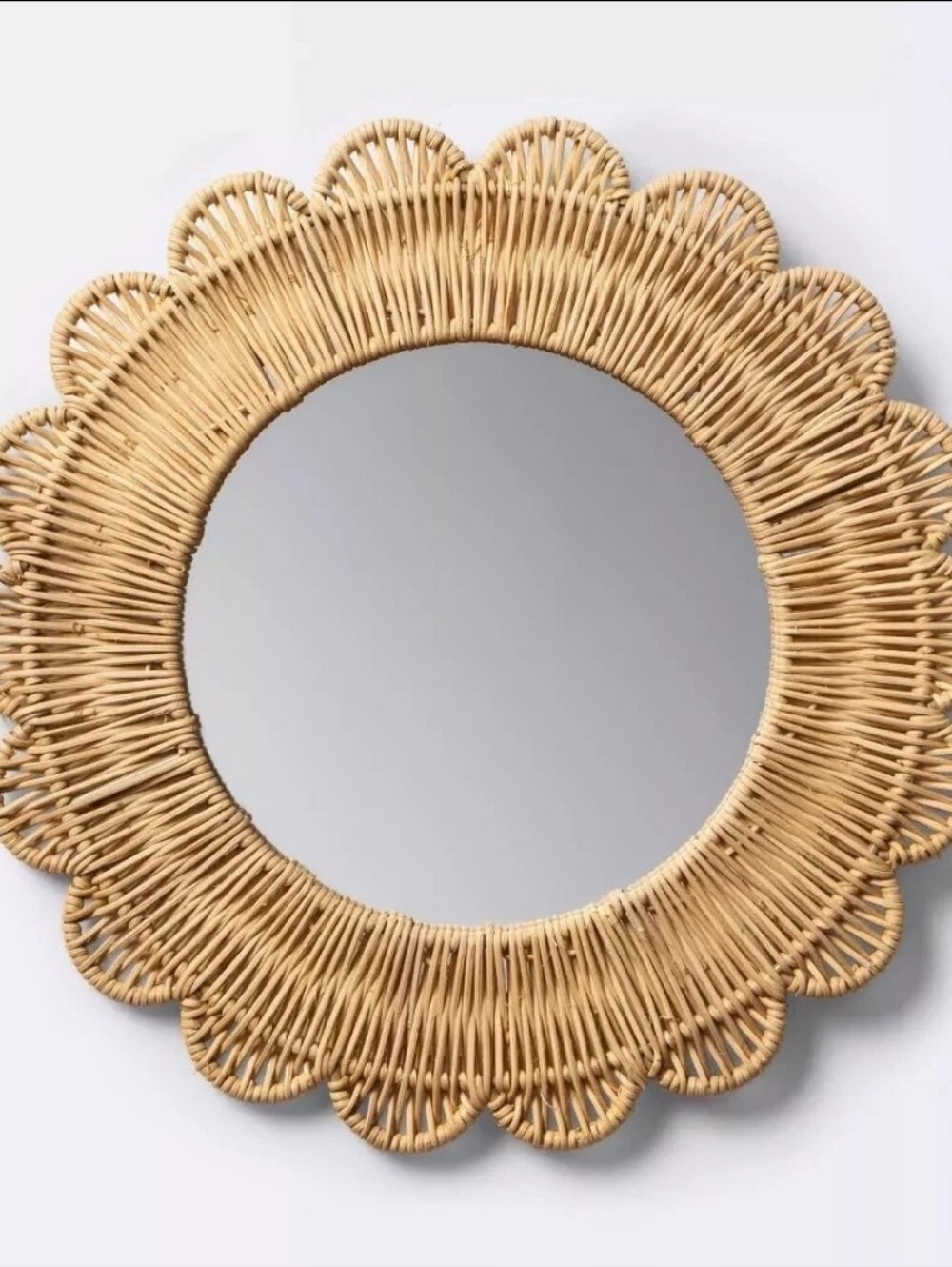 Cloud Island Target Scalloped Rattan Wall Mirror Round Boho Sunburst Natural